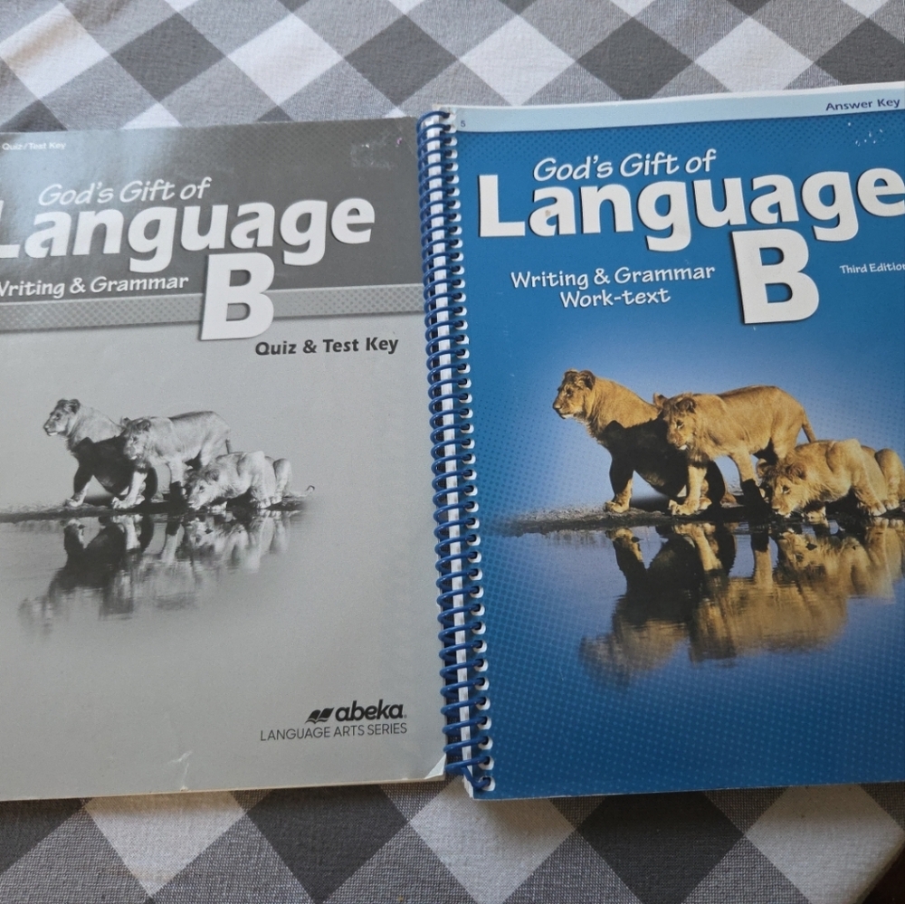 ABeka God's Gift of Language B Writing Grammar Work Text Answer Key & quiz/tests